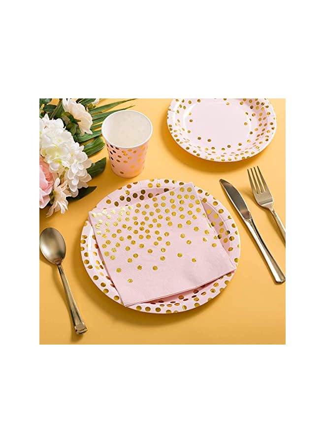 73Hours Pink and Rose Gold Party Supplies, Party Tableware Forks Knives Spoons Paper Plates Napkins Cups Disposable Dinnerware Set Weddings Anniversary Birthday Baby Shower, Serves 25 - Image 3