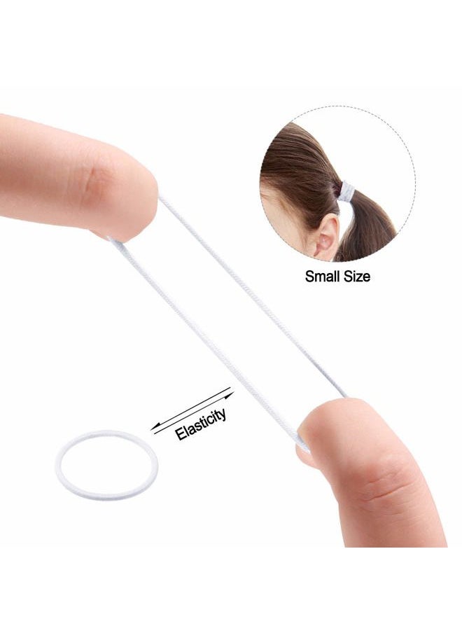 TecUnite - 200 Pieces No-metal Hair Elastics Bulk Rubber Bands Hair Ties Ponytail Holders for Women(White) - Image 1