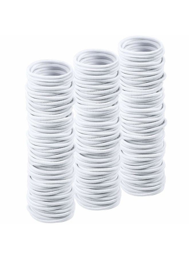 TecUnite - 200 Pieces No-metal Hair Elastics Bulk Rubber Bands Hair Ties Ponytail Holders for Women(White) - Image 1