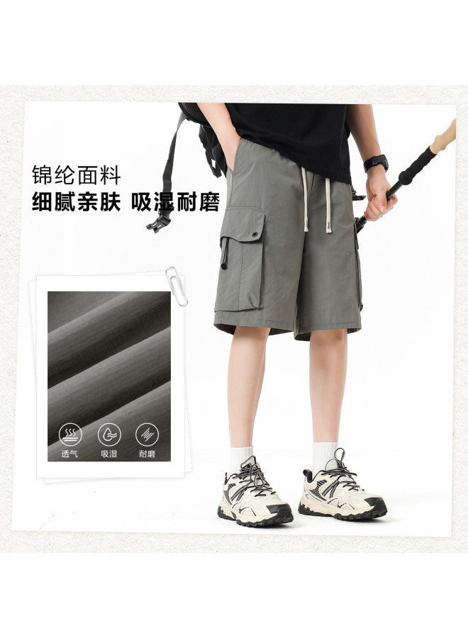 TonLion summer Thin Loose Minimalist Solid Color Comfortable Casual Mid-length Straight Leg Pants - Image 4