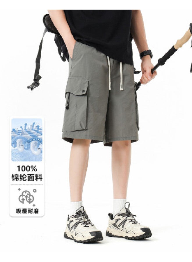 TonLion summer Thin Loose Minimalist Solid Color Comfortable Casual Mid-length Straight Leg Pants - Image 1