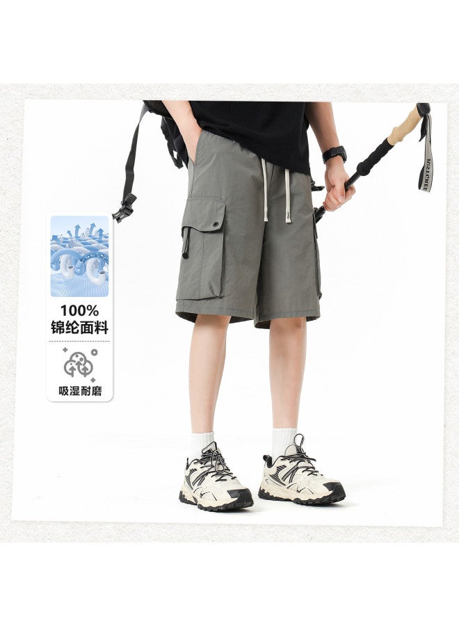 TonLion summer Thin Loose Minimalist Solid Color Comfortable Casual Mid-length Straight Leg Pants - Image 2