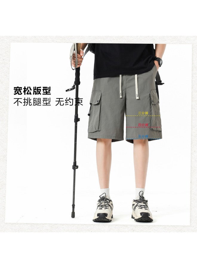 TonLion summer Thin Loose Minimalist Solid Color Comfortable Casual Mid-length Straight Leg Pants - Image 5