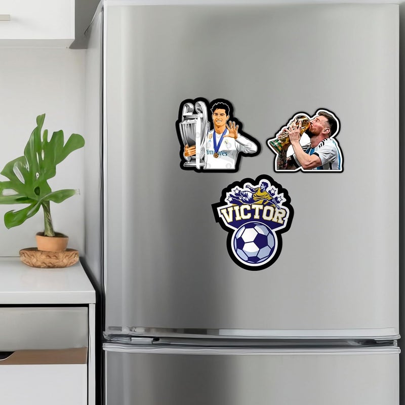 Giftplease Lionel Messi and Ronaldo Football Fridge Magnets- Set of 3 | Travel Souvenir | Refrigerator Magnet | Gifts | Decorative Items for Kitchen Fridge Magnets Set | Multicolor (FM_37) - Image 2
