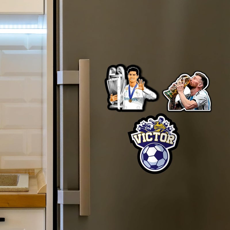 Giftplease Lionel Messi and Ronaldo Football Fridge Magnets- Set of 3 | Travel Souvenir | Refrigerator Magnet | Gifts | Decorative Items for Kitchen Fridge Magnets Set | Multicolor (FM_37) - Image 3