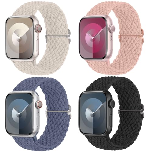 Delidigi Stretchy Bands Compatible for Apple Watch Band Women 40mm 38mm 41mm 42mm 44mm 45mm 46mm 49mm, Nylon Braided Straps for iWatch Series 11 10 9 8 7 6 SE 5 4 3 Ultra 3 2 1 - Image 1