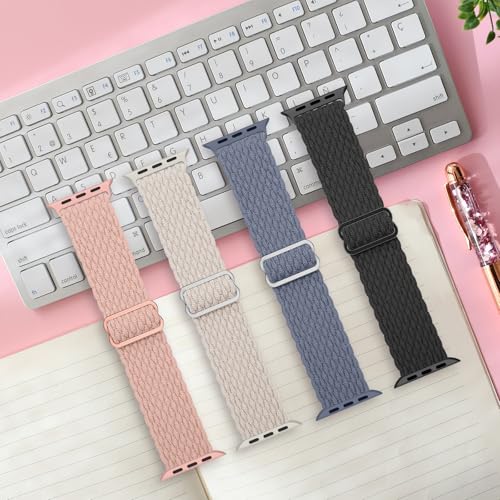 Delidigi Stretchy Bands Compatible for Apple Watch Band Women 40mm 38mm 41mm 42mm 44mm 45mm 46mm 49mm, Nylon Braided Straps for iWatch Series 11 10 9 8 7 6 SE 5 4 3 Ultra 3 2 1 - Image 2