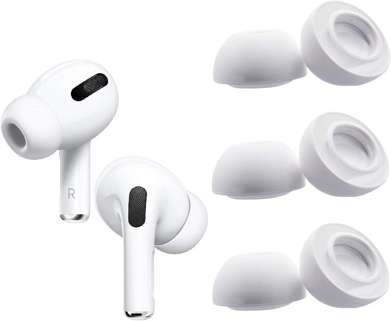 BLLQ Large Size Ear Tips Earbuds Covers Ear Caps Eartips Earpads Compatible with Apple AirPods Pro, Silicone Tips, Fit in Case, 3 Pairs White L - Image 1