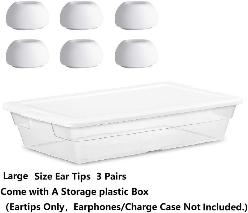 BLLQ Large Size Ear Tips Earbuds Covers Ear Caps Eartips Earpads Compatible with Apple AirPods Pro, Silicone Tips, Fit in Case, 3 Pairs White L - Image 2