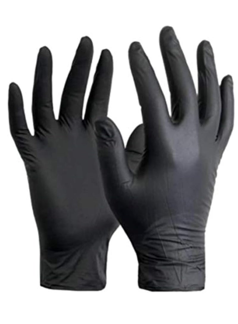 Multi-use black rubber gloves without powder, a package of 100, to keep hands clean for home, work, and clinics  - Image 3