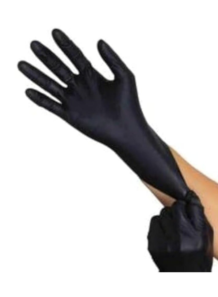 Multi-use black rubber gloves without powder, a package of 100, to keep hands clean for home, work, and clinics  - Image 4