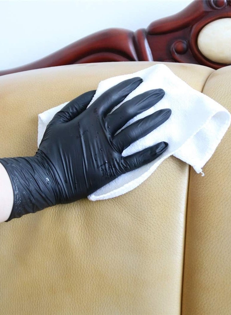 Multi-use black rubber gloves without powder, a package of 100, to keep hands clean for home, work, and clinics  - Image 5