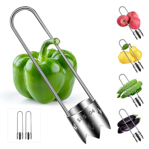 LTWVDIZ Red Bell Pepper Seed CorerMultifunction Stainless Steel Pepper Corer Seed Remover Tool Kitchen Utility Gadgets for Cored Bell Peppers Apples Pears - Image 1