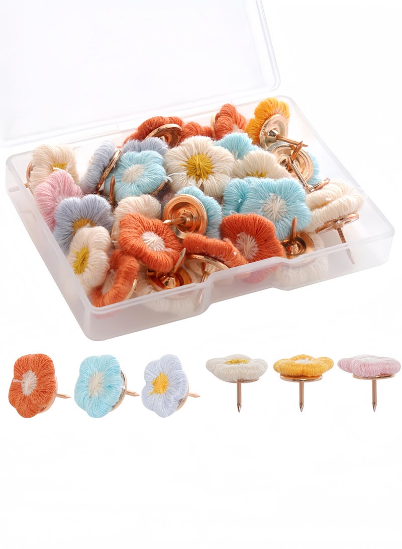 Eilimi 30pcs Push Pins Cute Decorative Flower Thumb Tacks Bulletin Board Color Pushpins for Cork Board Wall Desk Decorations Photo Display,Office or Home - Image 1