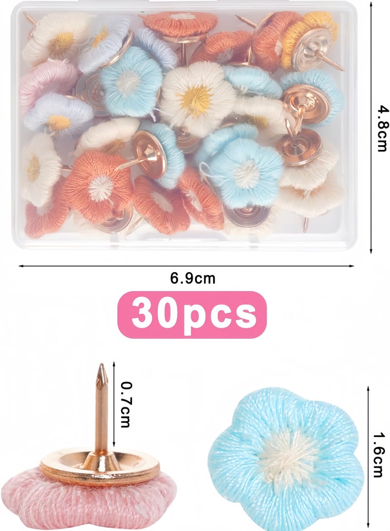 Eilimi 30pcs Push Pins Cute Decorative Flower Thumb Tacks Bulletin Board Color Pushpins for Cork Board Wall Desk Decorations Photo Display,Office or Home - Image 2
