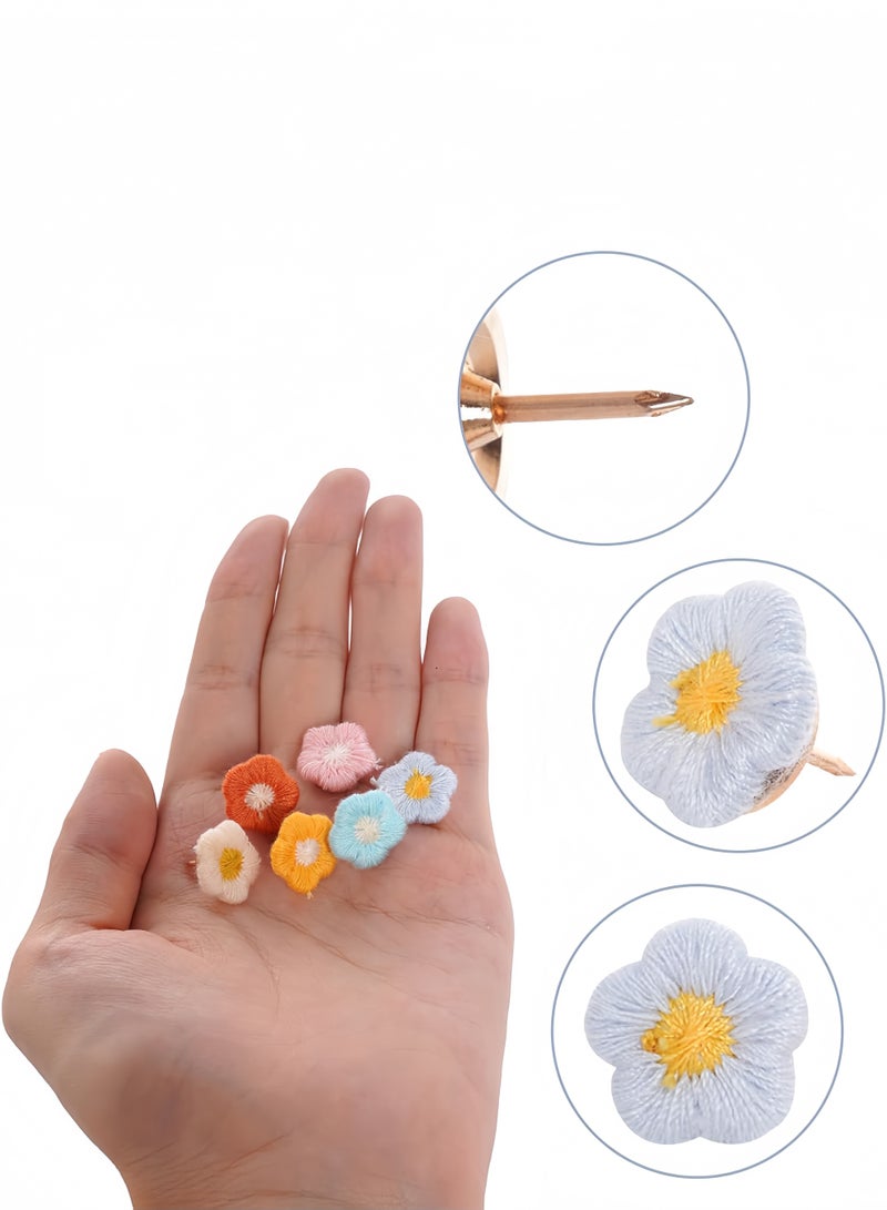 Eilimi 30pcs Push Pins Cute Decorative Flower Thumb Tacks Bulletin Board Color Pushpins for Cork Board Wall Desk Decorations Photo Display,Office or Home - Image 3