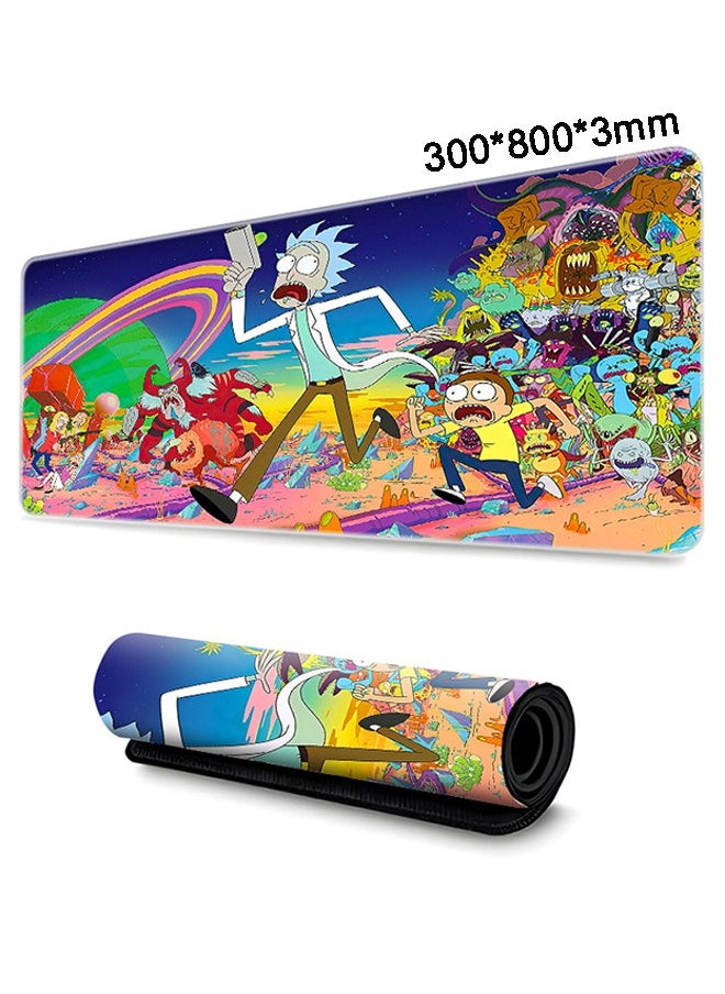 GKK Large Mouse Pad Extended Gaming Non-Slip Rubber Base Office Desk Keyboard Mouse Pads (300 * 800 * 3mm）Rick and Morty  - Image 1