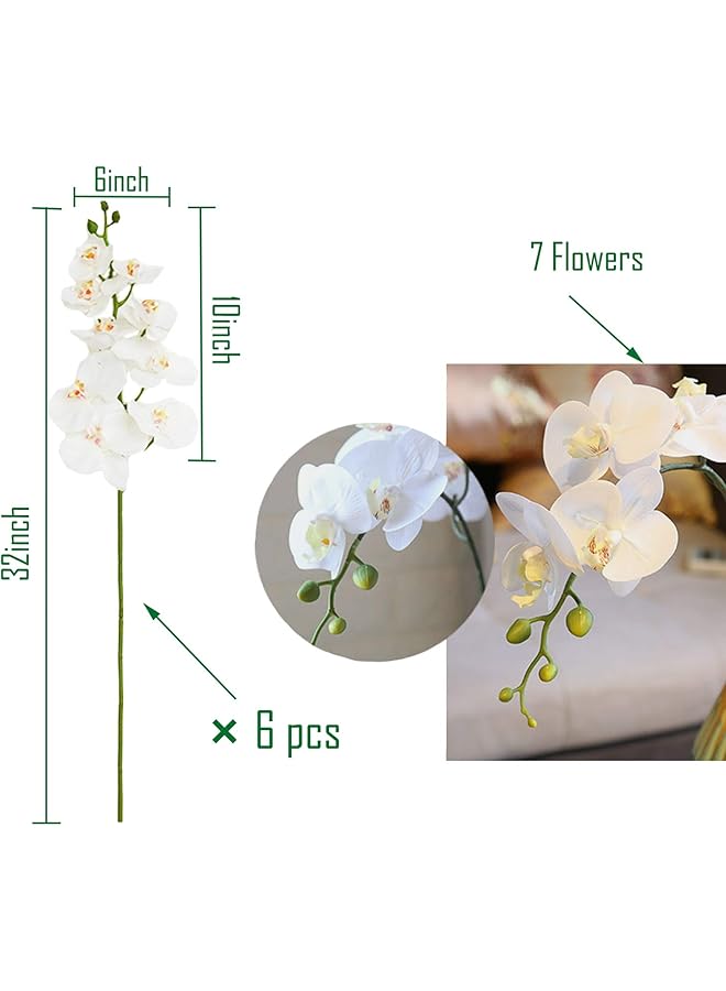erorex 32 Inch Artificial Phalaenopsis Flowers 6 Pcs Artificial Orchid Flowers Stem Plants For Home Décor 6Pcs - Image 2
