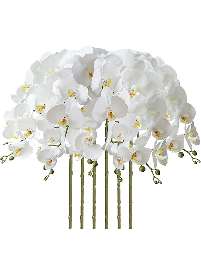 erorex 32 Inch Artificial Phalaenopsis Flowers 6 Pcs Artificial Orchid Flowers Stem Plants For Home Décor 6Pcs - Image 1