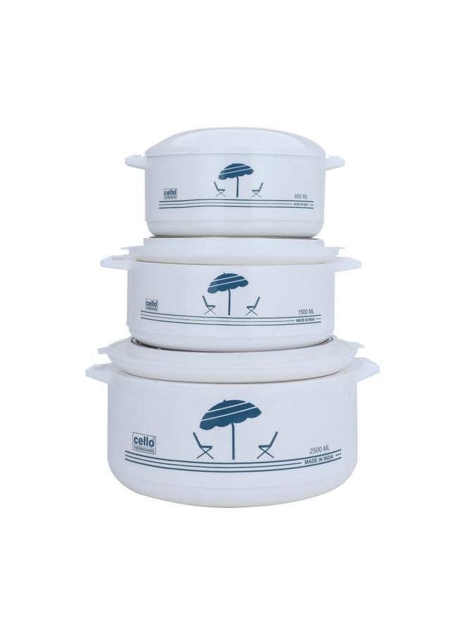 Cello Steel Food Container Set 3 Pieces White - Image 1