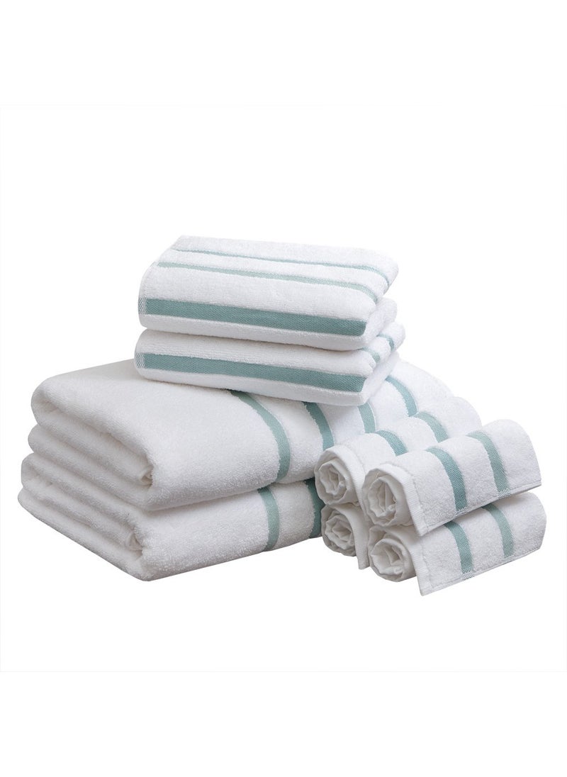 Comfort Spaces Comfort Spaces Cotton 8 Piece Bath Towel Set Striped Ultra Soft Hotel Quality Quick Dry Absorbent Bathroom Shower Hand Face Washcloths MultiSizes Zero Twist Aqua 8 Piece 