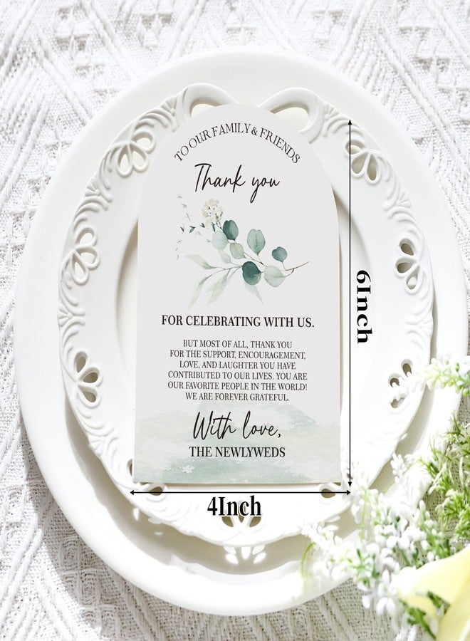 Maitys 200 Pcs Wedding Thank You Place Setting Cards for Table Include 100 Eucalyptus 4 x 6" Thank You Cards 100 Sage Green Ribbon for Weddings Reception Centerpiece Party Celebrations Bridal Shower - Image 2