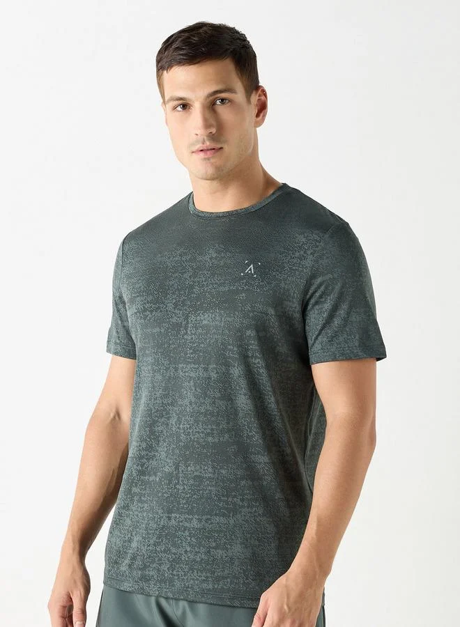 ADOT by Splash Textured Crew Neck T-shirt with Short Sleeves