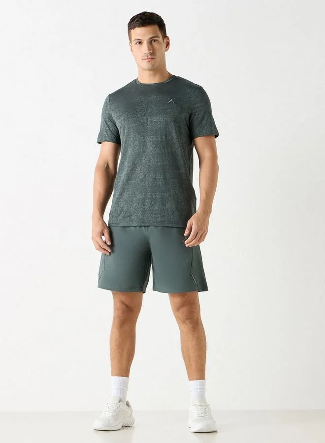 ADOT by Splash Textured Crew Neck T-shirt with Short Sleeves