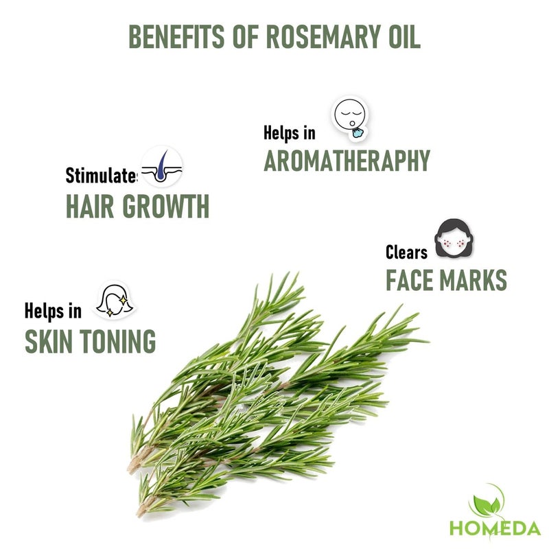 Homeda Rosemary Essential Oil for Hair Growth 30 ML Pure Rosemerry Oil Skin and Body Rosemarry Essential Rose mary - Image 3
