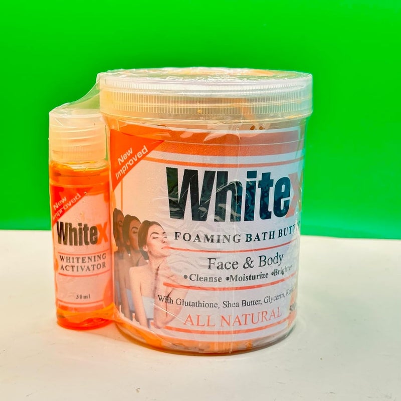Whitex Foaming Bath Butter Face and Body Cleanser with Glutathione and Shea Butter 500g with Activator