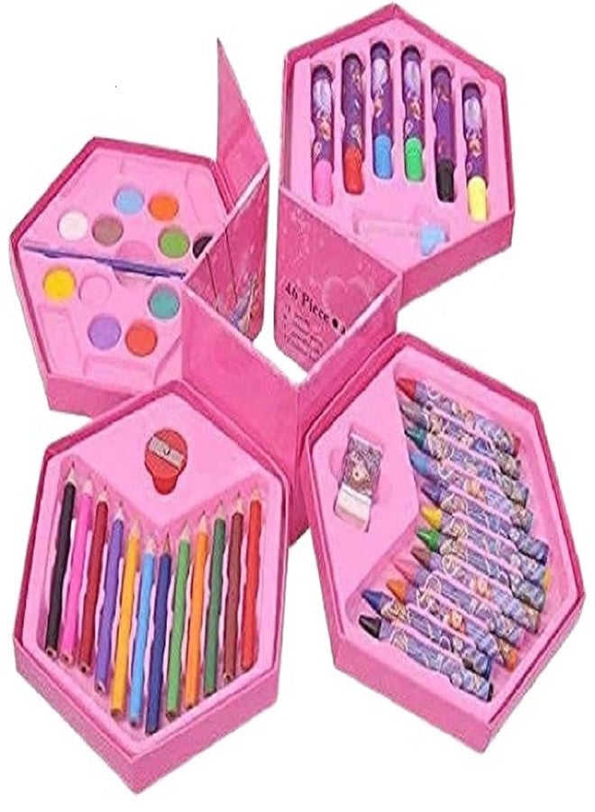 Fezeedi Kids Princess Set Of 46 Pieces Drawing Art Set With Color Pencils Crayons Water Color Sketch Pens For Kids For Return Gifts (Print May Vary,Pack Of 1) - Image 1
