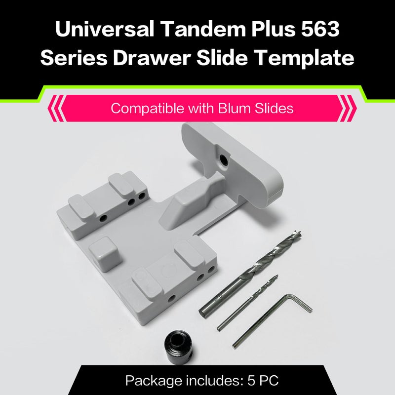 KPY Universal Tandem Plus 563 Series Drawer Slide Template â€“ Compatible with Blum Slides, Easy Installation Tool with Pre-Drilled Holes, Durable Plastic - Image 2
