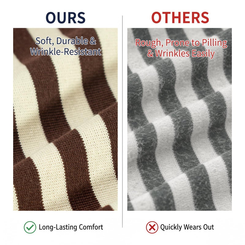 CHYRII Womens Oversized Striped T Shirts Short Sleeve Loose Fit Crewneck Summer Casual Y2K 2026 Basic Tee (Coffee XS) - Image 5