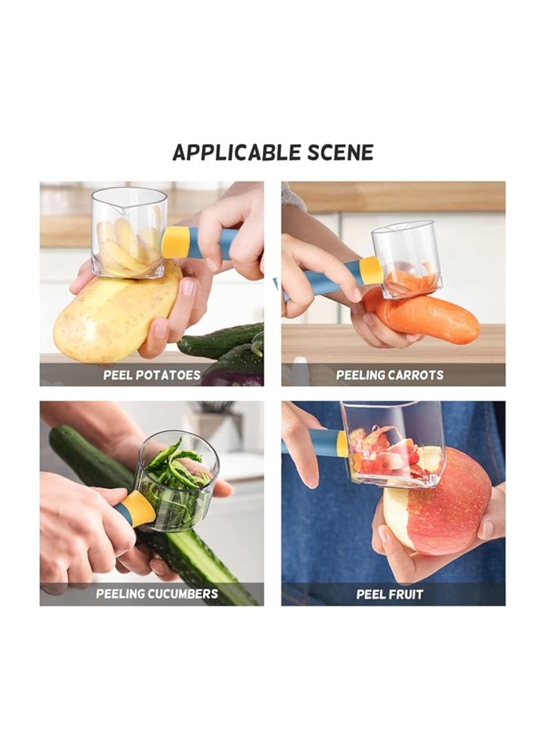 Generic - Faumsut Vegetable peeler with storage box, potato peelers for kitchen, stainless steel multifunctional peeler for veggie, fruit, potato, carrot, apple (blue) - Design may vary. - Image 1