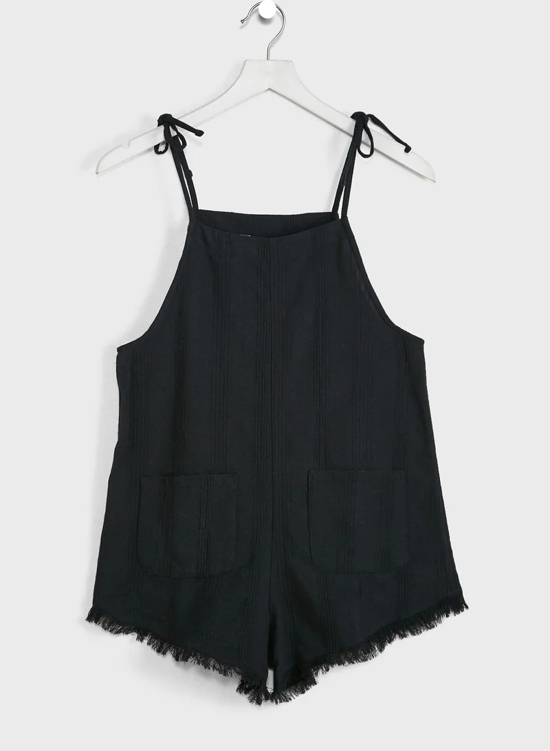 MANGO Kids Frayed Hem Playsuit