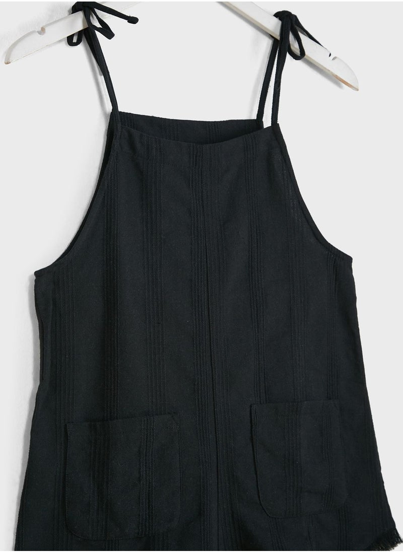 MANGO - Kids Frayed Hem Playsuit - Image 1