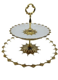Multi-tiered serving platter with a large base / plate (32x32x3.5) and a small plate (12x12x2.5).