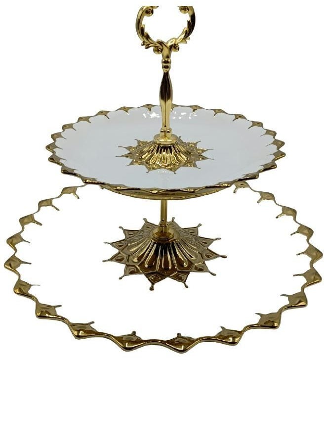 Opalina - Multi-tiered serving platter with a large base / plate (32x32x3.5) and a small plate (12x12x2.5). - Image 1
