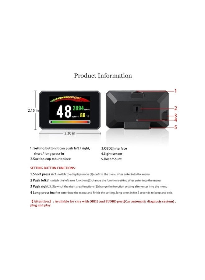 شاشة عرض رأسية Sones P16 Araba Hud Obd2 Arıza Kodunun Ortadan Kaldırılması - Image 5