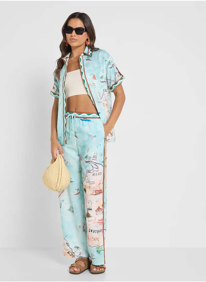 جينجر Printed Relaxed Fit Shirt & Pant Coord Set