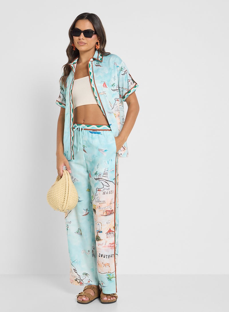 جينجر طقم قميص وبنطلون مطبوع بقصة مريحة - Image 1