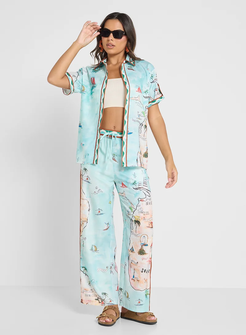 Ginger Printed Relaxed Fit Shirt & Pant Coord Set