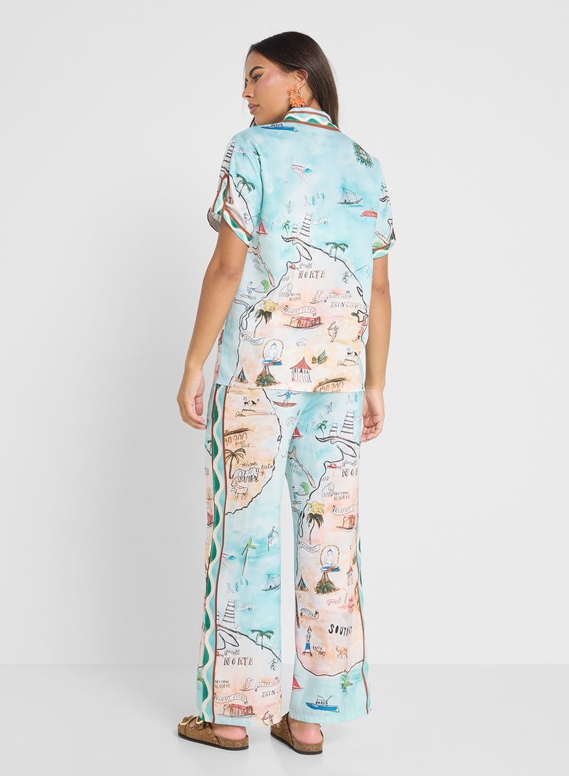 جينجر طقم قميص وبنطلون مطبوع بقصة مريحة - Image 2