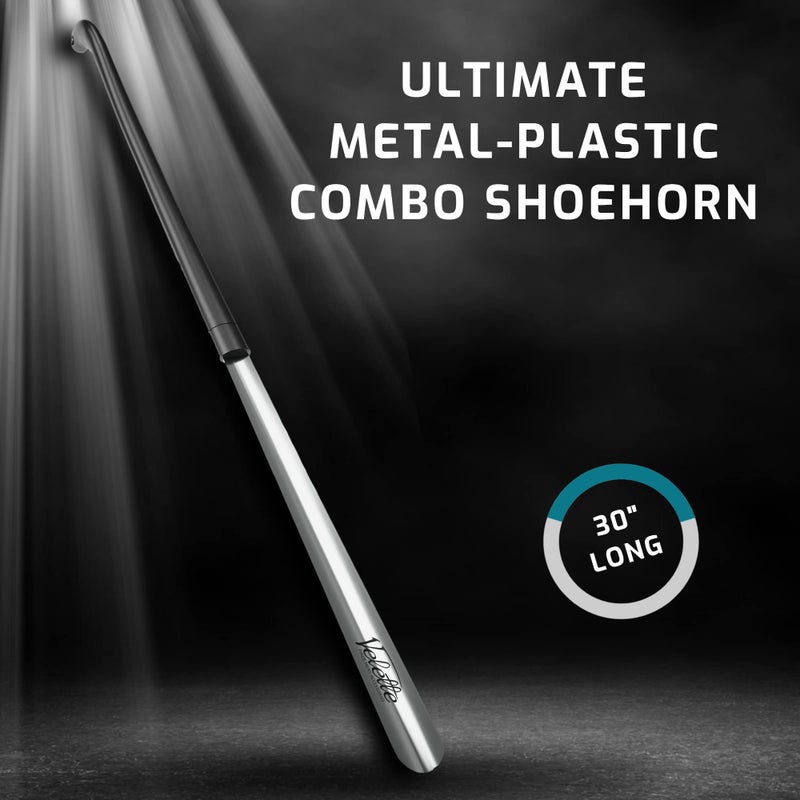 Velette Metal Shoe Horn - Long Handle Shoe Horns for Seniors, 30" Extra Long Shoe Horn for Boots, Cowboy boots, Dress Shoes and Sneakers - Image 2
