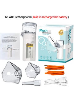 RUKYU New Mini Nebulizer Machine for Adults & Kids, Upgrade Portable Nebuliser USB Rechargeable Handheld Nebuliser with 2 Mask, 2 Adjustable Atomization Steam Inhaler for Home, Reusable, Silent  and Ultrasonic Micro-grid Electronic Atomizer  - Image 1