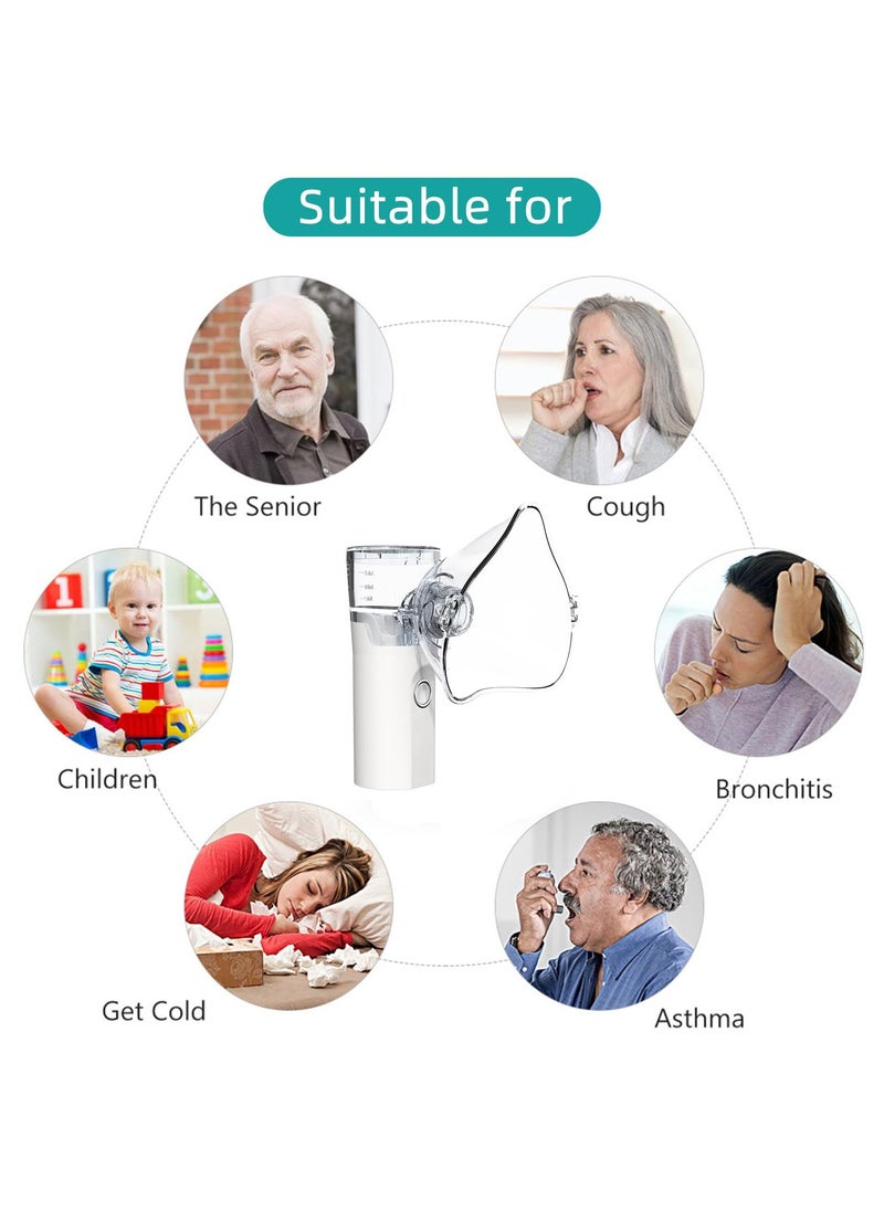 RUKYU New Mini Nebulizer Machine for Adults & Kids, Upgrade Portable Nebuliser USB Rechargeable Handheld Nebuliser with 2 Mask, 2 Adjustable Atomization Steam Inhaler for Home, Reusable, Silent  and Ultrasonic Micro-grid Electronic Atomizer  - Image 2