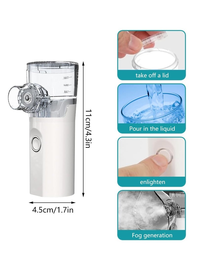 RUKYU New Mini Nebulizer Machine for Adults & Kids, Upgrade Portable Nebuliser USB Rechargeable Handheld Nebuliser with 2 Mask, 2 Adjustable Atomization Steam Inhaler for Home, Reusable, Silent  and Ultrasonic Micro-grid Electronic Atomizer  - Image 4