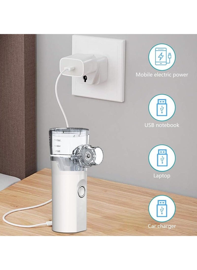 RUKYU New Mini Nebulizer Machine for Adults & Kids, Upgrade Portable Nebuliser USB Rechargeable Handheld Nebuliser with 2 Mask, 2 Adjustable Atomization Steam Inhaler for Home, Reusable, Silent  and Ultrasonic Micro-grid Electronic Atomizer  - Image 5