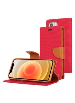 Case Cover For iPhone 12 / 12 Pro GOOSPERY CANVAS DIARY Cross Texture Horizontal Flip Leather Case with Card Slots & Wallet & Holder Red