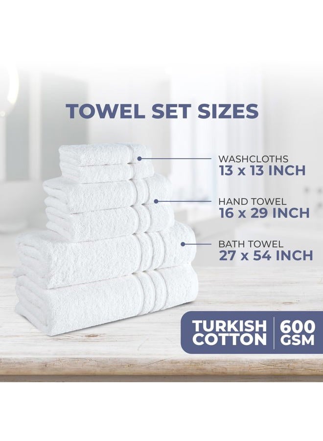Hammam Linen White 6 Piece Bath Towels Set for Bathroom Original Turkish Cotton Soft, Absorbent and Premium 2 Bath Towels, 2 Hand Towels, 2 Washcloths - Image 3